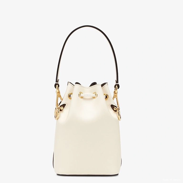Cheap HOT Calf Bag ROMA Leather In Mon Tresor Bucket Logo Fendi White Mini 0813